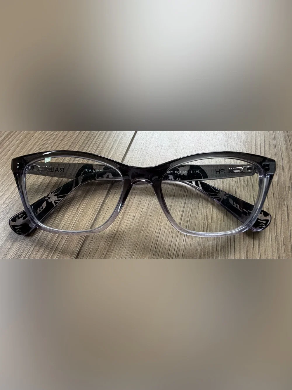 Ralph Lauren RQ 7071 Black/Gray Ombre Floral Cat-Eye Glasses 52-16-140